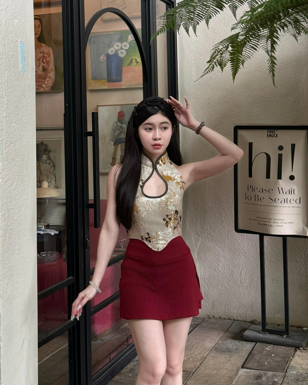 A Embossed-design Cheongsam Top