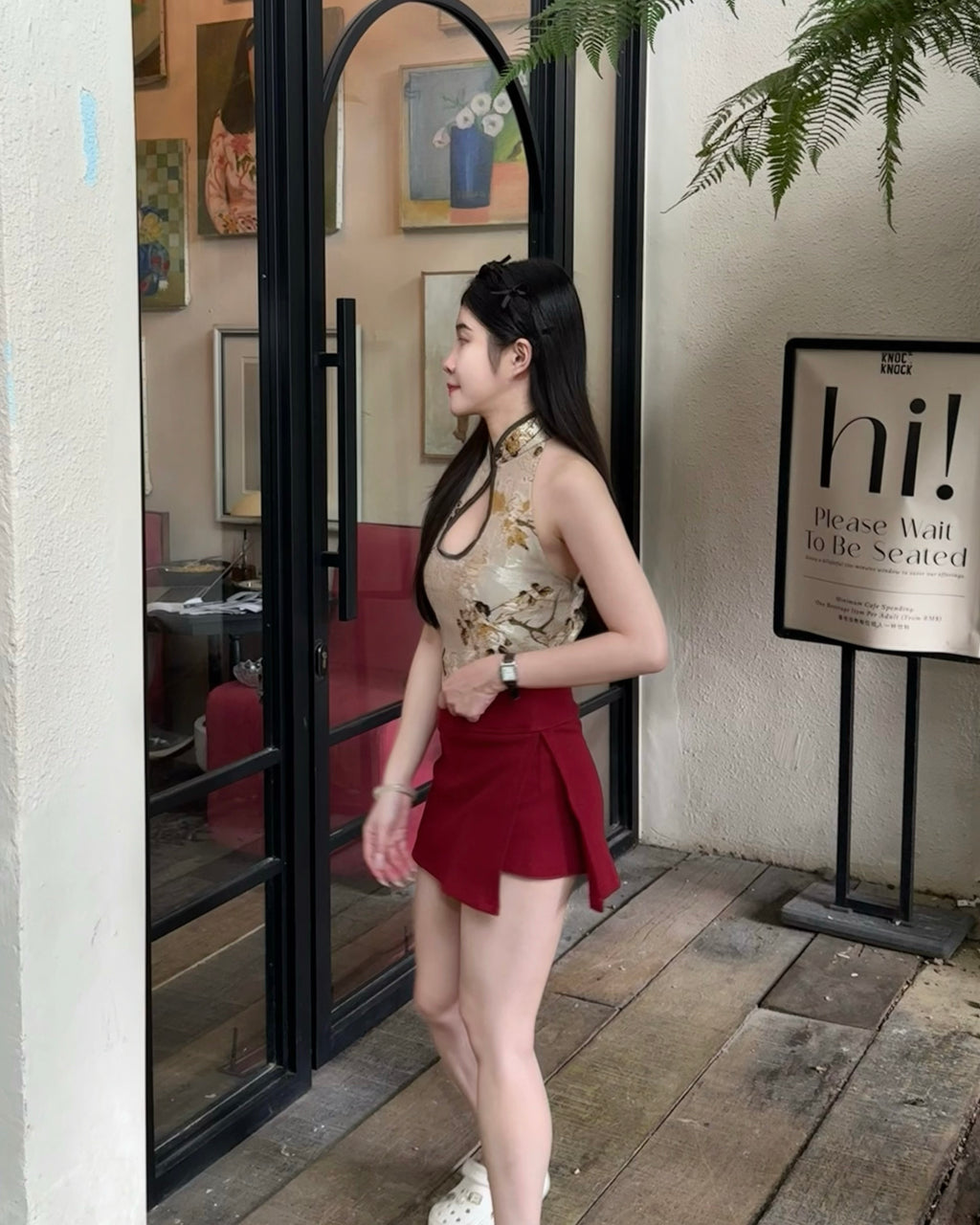A Embossed-design Cheongsam Top
