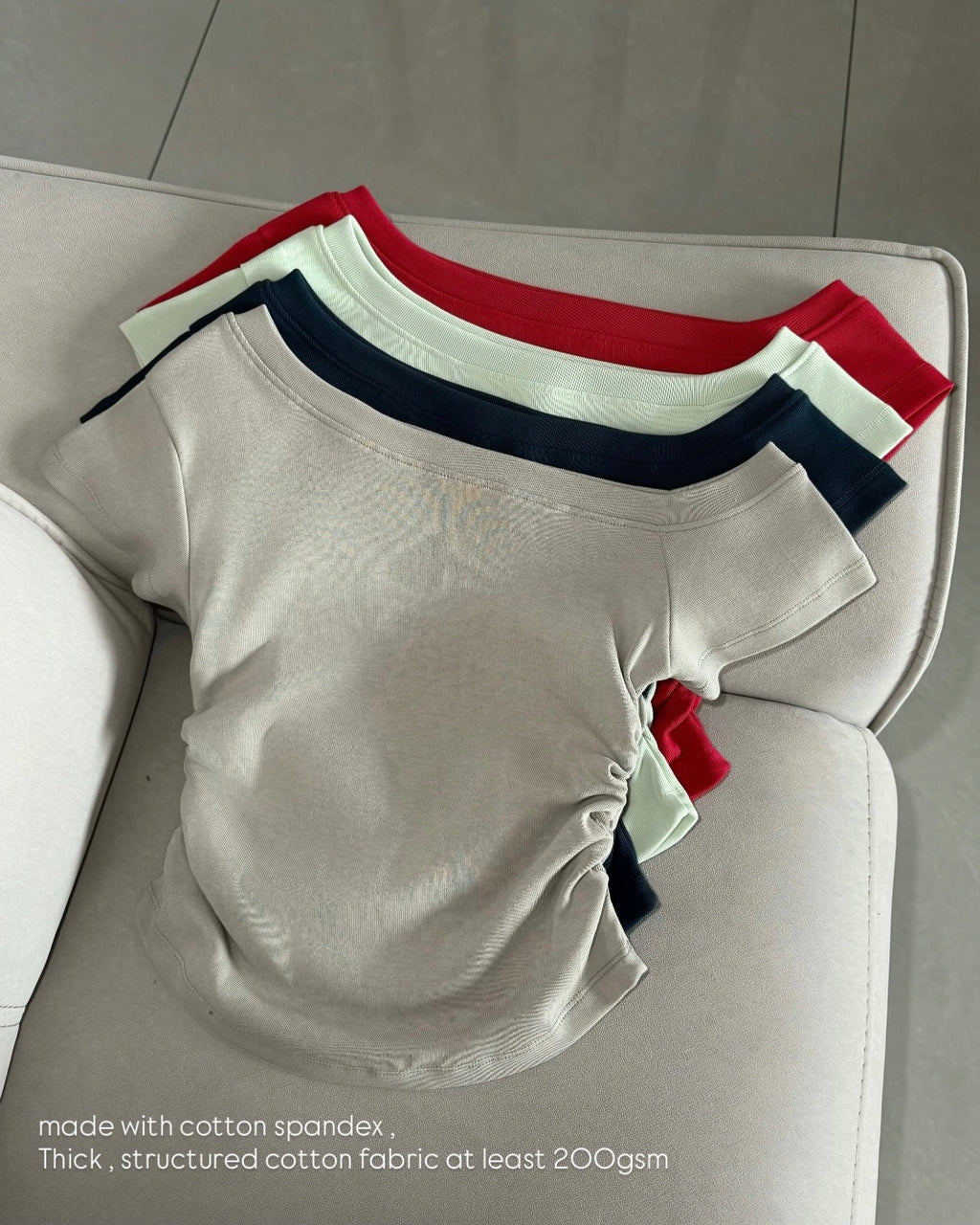 4 FOR 60 { new }  off-shoulder slimcurve Rib-Knit Tee