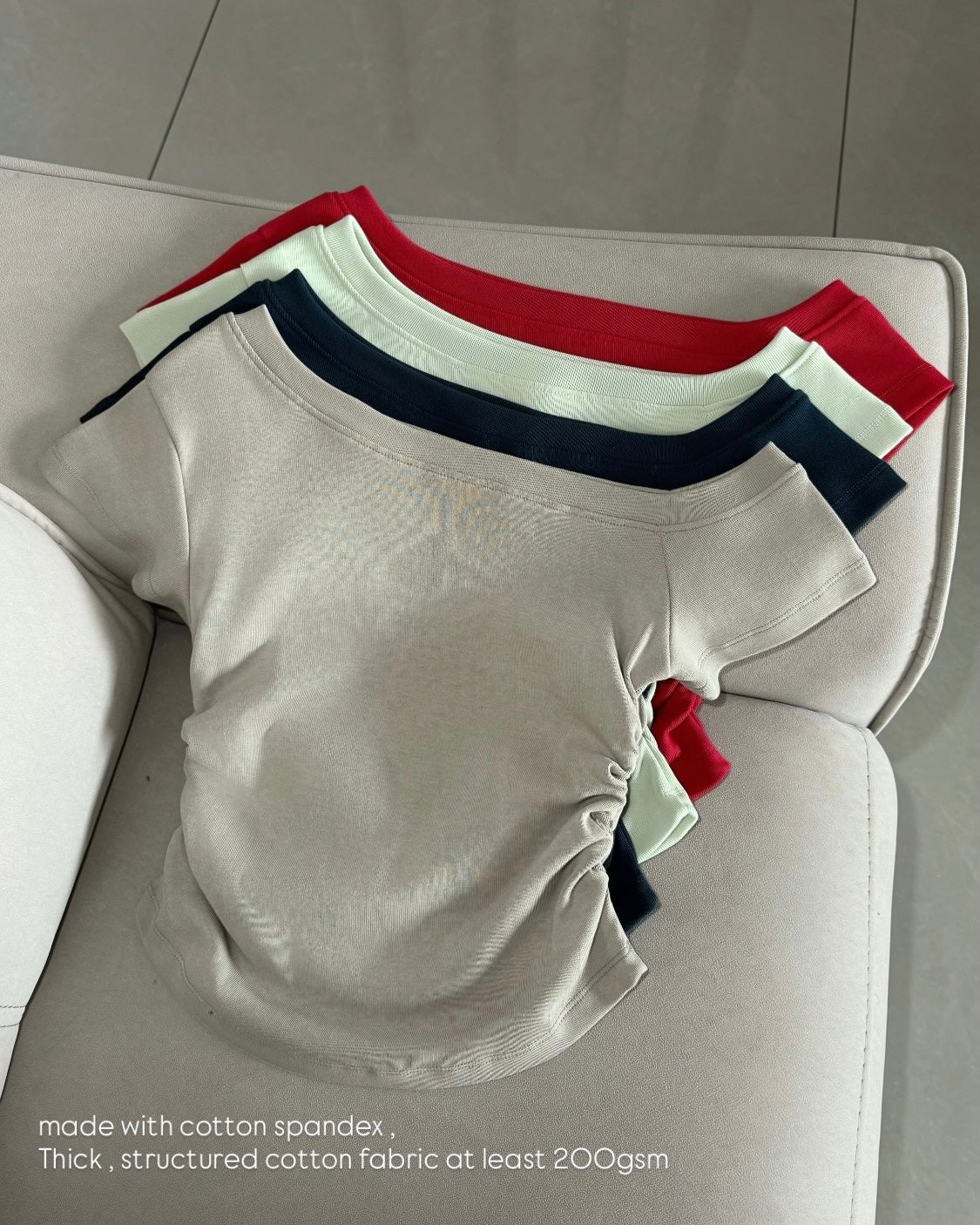 4 FOR 60 { new }  off-shoulder slimcurve Rib-Knit Tee