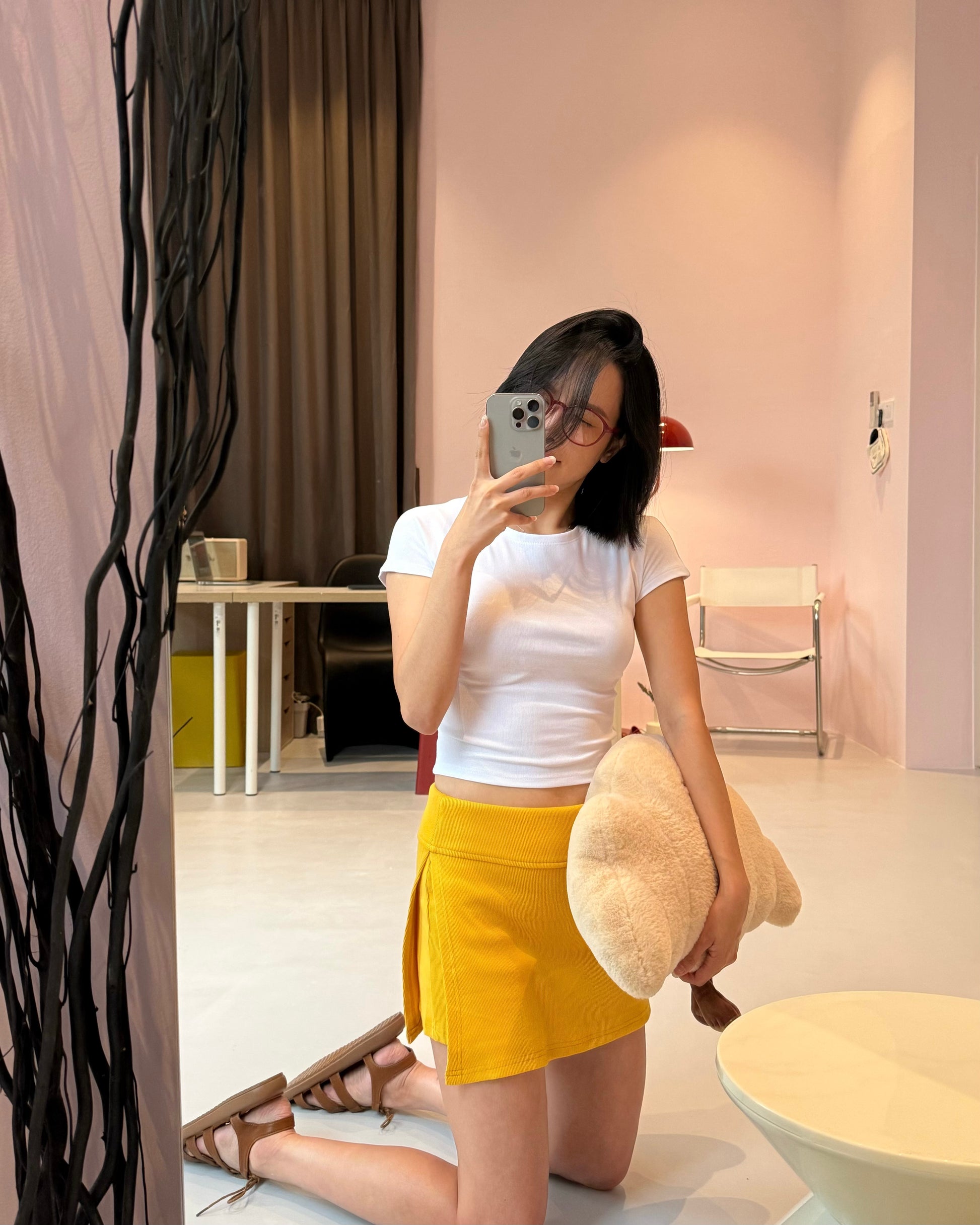 LULE High Waist Side-Split Skort Yellow