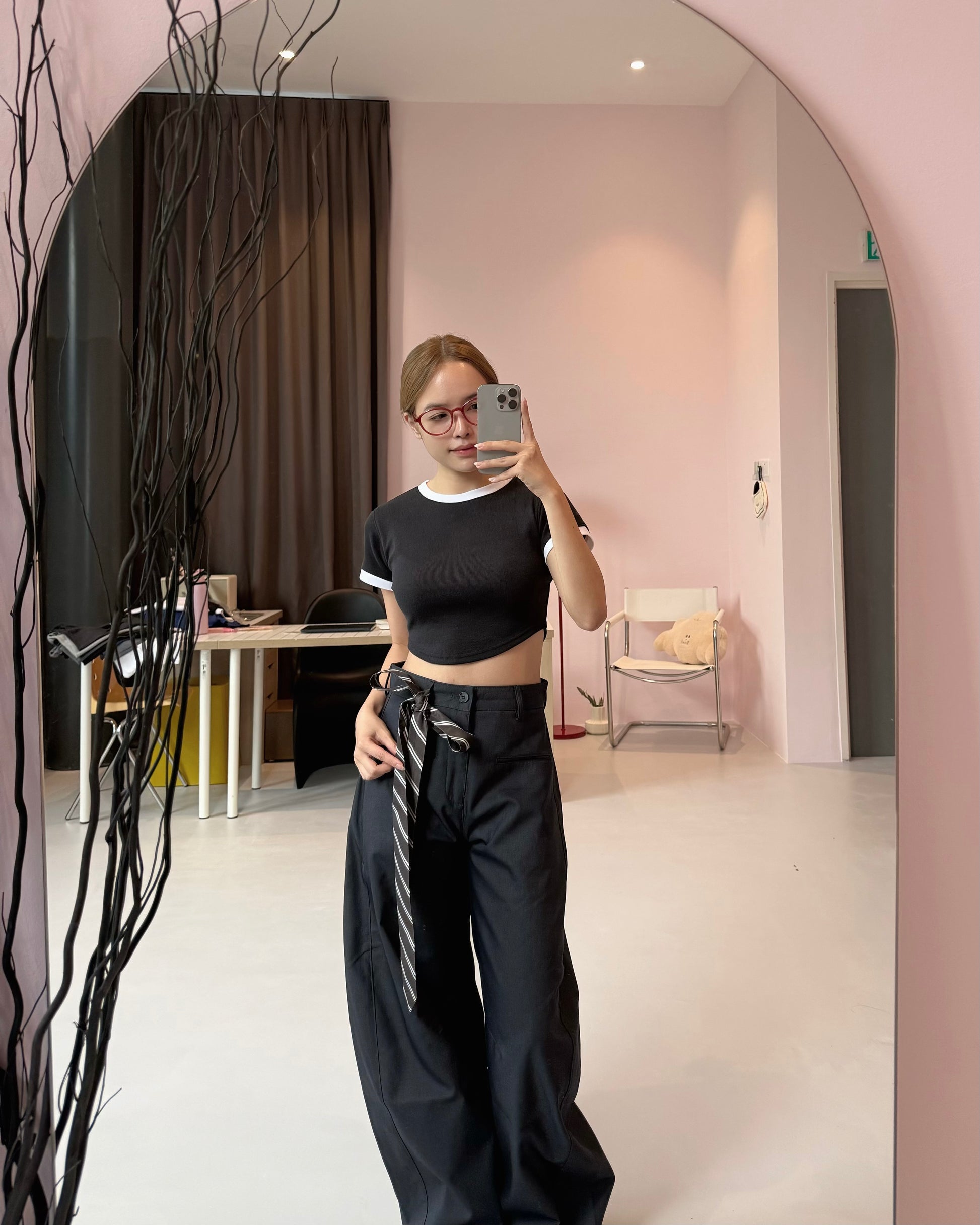 LULE Basic Classic Tee Asym Black / White-Line