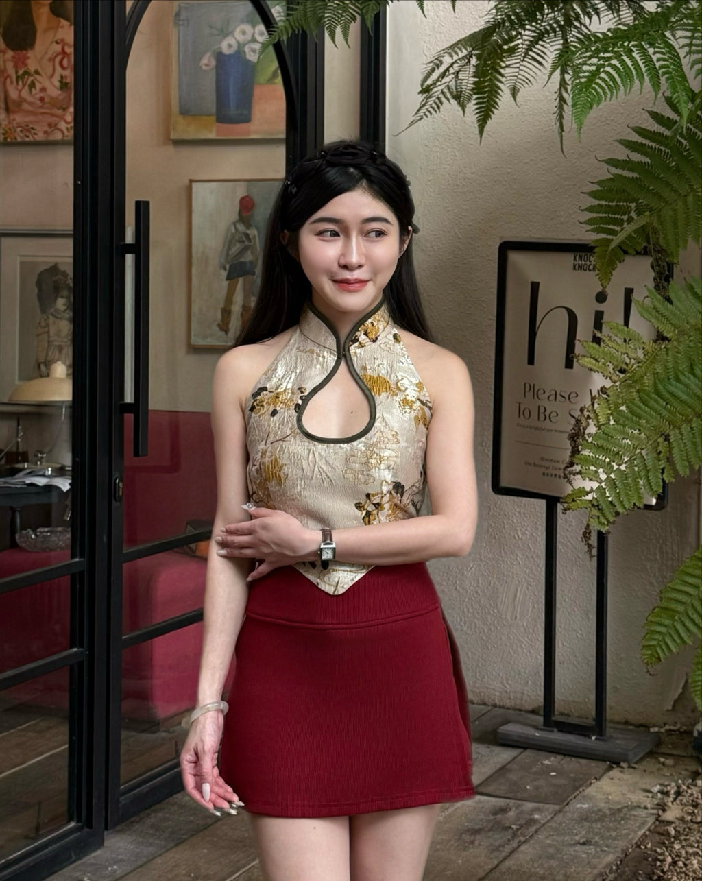 A Embossed-design Cheongsam Top
