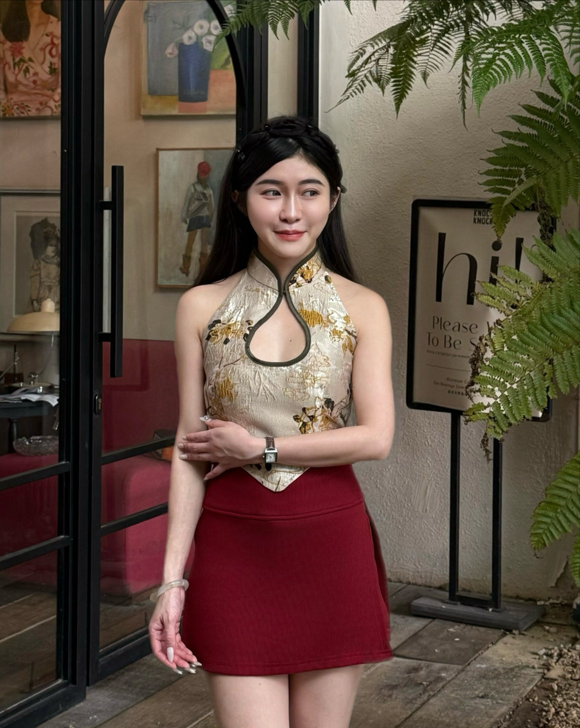 A Embossed-design Cheongsam Top
