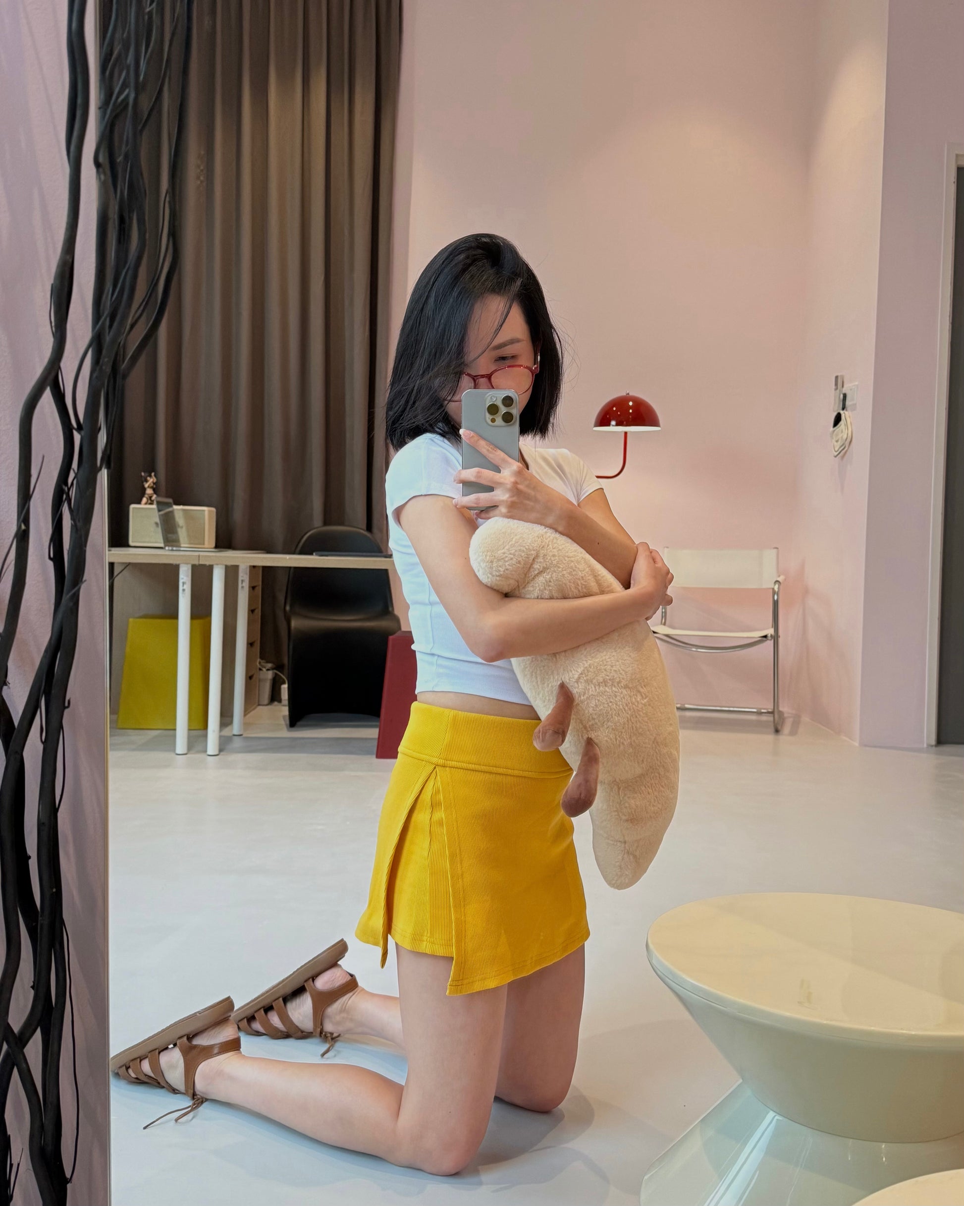 LULE High Waist Side-Split Skort Yellow
