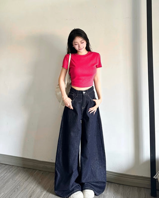 LAST 5 LULE Soft-Crop Classic Tee Cherry Pink